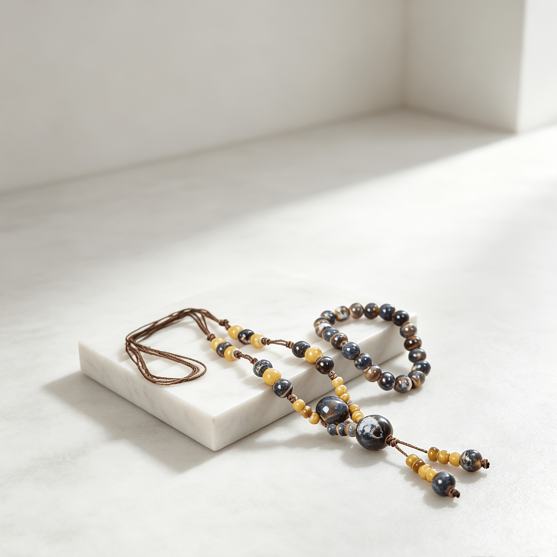 Personalized Ceramic Bead Necklace and Bracelet 2pcs Set, Stackable